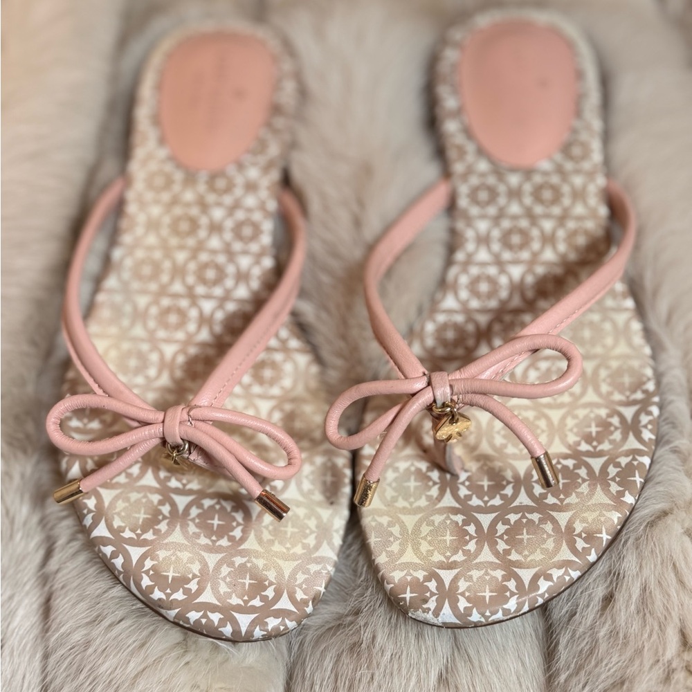 Kate Spade Beige and Pink Bow Sandals - Picture 3 of 5